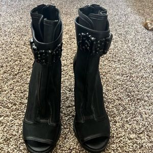 Stiletto peep toe booties